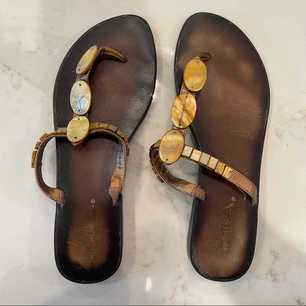 MIA brown & yellow beaded leather sandal - Picture 14 of 14